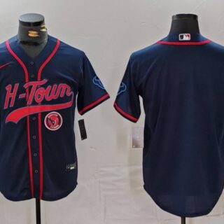 Men's Houston Texans Blank Navy With Patch Cool Base Stitched Baseball Jerseys