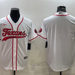 Men's Houston Texans Blank White With Patch Cool Base Stitched Baseball Jersey
