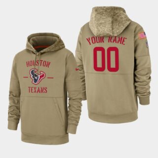 Men's Houston Texans Custom 2019 Salute to Service Sideline Therma Pullover Hoodie - Tan