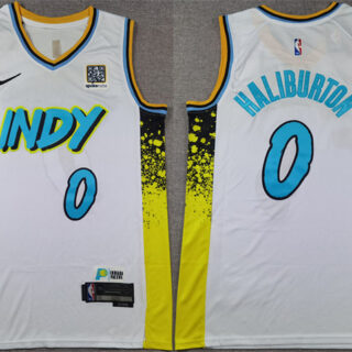Men's Indiana Pacers #0 Tyrese Haliburton White 2024-25 City Edition Stitched Basketball Jersey