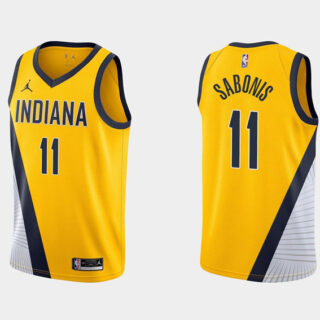 Men's Indiana Pacers #11 Domantas Sabonis Yellow Stitched Jersey