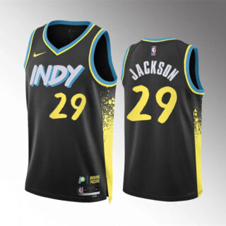 Men's Indiana Pacers #29 Quenton Jackson Black 2023 24 City Edition Stitched Basketball Jersey