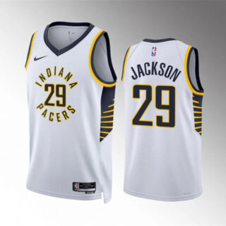 Men's Indiana Pacers #29 Quenton Jackson White Association Edition Stitched Basketball Jersey