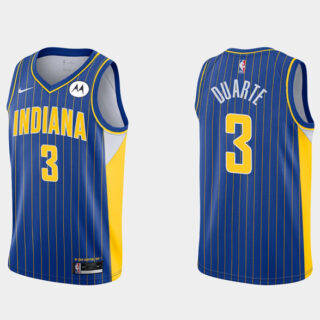 Men's Indiana Pacers #3 Chris Duarte 2020 21 Blue City Edition Swingman Stitched Jersey