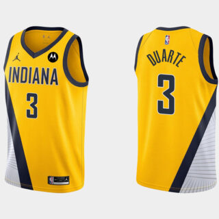 Men's Indiana Pacers #3 Chris Duarte Yellow Swingman Stitched Jerseys
