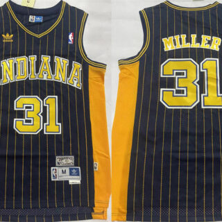 Men's Indiana Pacers #31 Reggie Miller Black Throwback Stitched Jersey