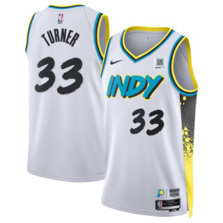 Men's Indiana Pacers #33 Myles Turner White 2024 25 City Edition Stitched Basketball Jersey