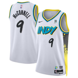 Men's Indiana Pacers #9 T.J. McConnell White 2024 25 City Edition Stitched Basketball Jersey