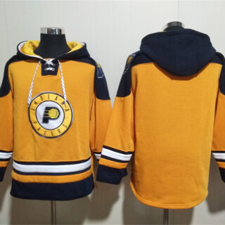 Men's Indiana Pacers Blank Yellow Lace-Up Pullover Hoodie