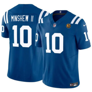 Men's Indianapolis Colts #10 Gardner Minshew Blue 2023 F.U.S.E. With John Madden Patch Vapor Limited Stitched Football Jersey