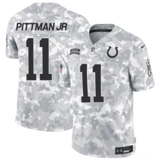 Men's Indianapolis Colts #11 Michael Pittman Jr. 2024 F.U.S.E Arctic Camo Salute To Service Limited Stitched Football Jersey
