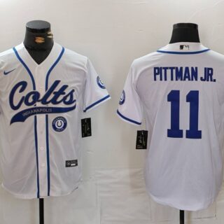 Men's Indianapolis Colts #11 Michael Pittman Jr. White Cool Base Stitched Baseball Jerseys