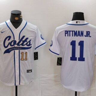 Men's Indianapolis Colts #11 Michael Pittman Jr. White Cool Base Stitched Baseball Jerseys