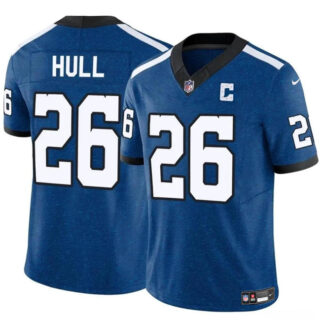 Men's Indianapolis Colts #26 Evan Hull Blue 2024 F.U.S.E. Throwback Vapor Limited Stitched Football Jersey
