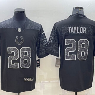 Men's Indianapolis Colts #28 Jonathan Taylor Black Reflective Limited Stitched Football Jersey