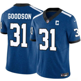 Men's Indianapolis Colts #31 Tyler Goodson Blue 2024 F.U.S.E. Throwback Vapor Limited Stitched Football Jersey