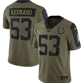 Men's Indianapolis Colts #53 Darius Leonard 2021 Olive Salute To Service Limited