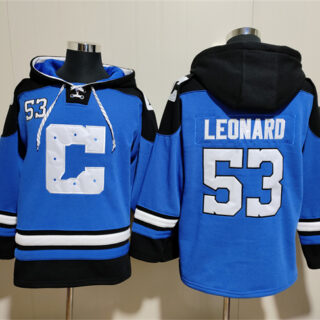 Men's Indianapolis Colts #53 Shaquille Leonard Blue Ageless Must-Have Lace-Up Pullover Hoodie