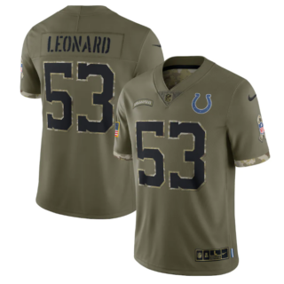 Men's Indianapolis Colts #53 Shaquille Leonard Olive 2022 Salute To Service Limited Stitched Jersey