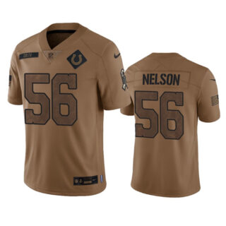 Men's Indianapolis Colts #56 Quenton Nelson 2023 Brown Salute To Sertvice Stitched Football Jersey