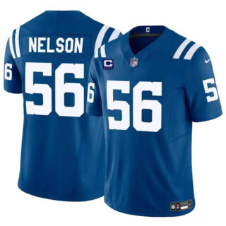 Men's Indianapolis Colts #56 Quenton Nelson Blue 2024 F.U.S.E. With 4-Star C Patch Vapor Limited Stitched Football Jersey
