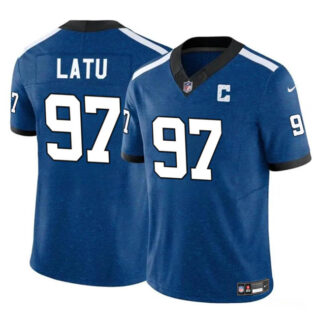 Men's Indianapolis Colts #97 Laiatu Latu Blue 2024 Draft F.U.S.E. Thowback Vapor Limited Stitched Football Jersey