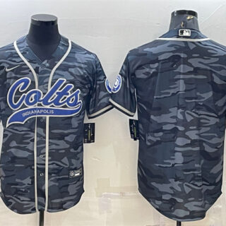 Men's Indianapolis Colts Blank Grey Camo With Patch Cool Base Stitched Baseball Jersey