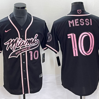 Men's Inter Miami CF #10 Lionel Messi Black Cool Base Stitched Jersey