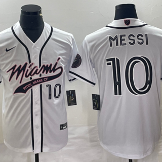 Men's Inter Miami CF #10 Lionel Messi White Cool Base Stitched Jersey