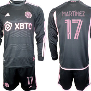Men's Inter Miami CF #17 Martínez 2023 24 Black Away Soccer Jersey Suit