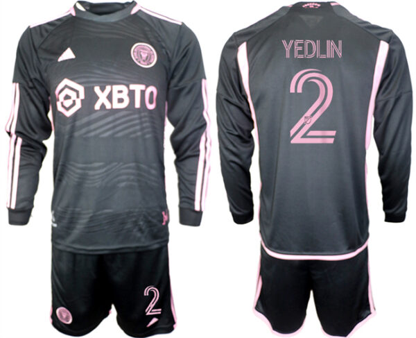 Men's Inter Miami CF #2 Yedlyn 2023 24 Black Away Soccer Jersey Suit