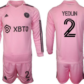 Men's Inter Miami CF #2 Yedlyn 2023 24 Pink Home Soccer Jersey Suit