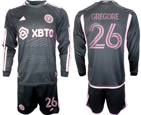 Men's Inter Miami CF #26 Gregore 2023 24 Black Away Soccer Jersey Suit