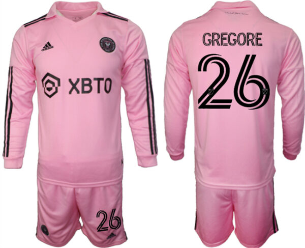Men's Inter Miami CF #26 Gregore 2023 24 Pink Home Soccer Jersey Suit