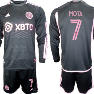 Men's Inter Miami CF #7 Mota 2023 24 Black Away Soccer Jersey Suit