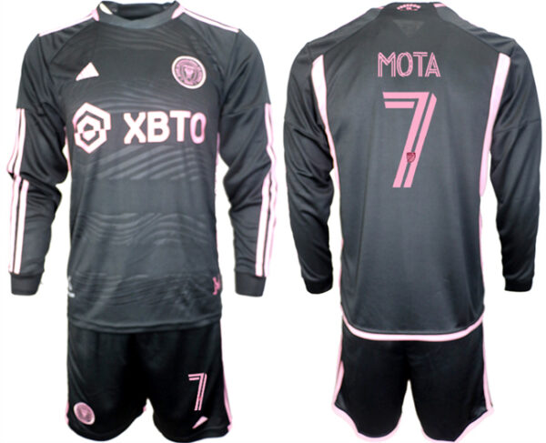 Men's Inter Miami CF #7 Mota 2023 24 Black Away Soccer Jersey Suit