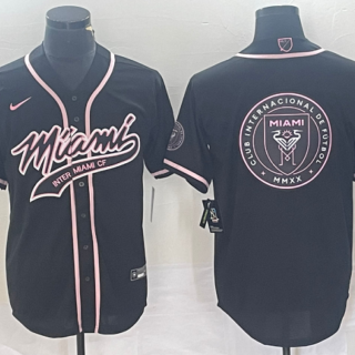 Men's Inter Miami CF Black Team Big Logo Cool Base Stitched Jersey