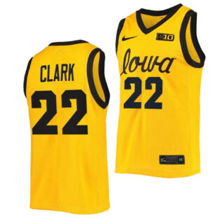 Men's Iowa Hawkeyes #22 Caitlin Clark Yellow College Stitched Basketball Jersey