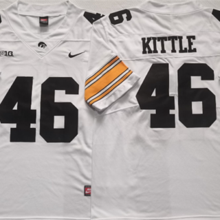 Men's Iowa Hawkeyes #46 Kittle White Basketball Stitched Jersey
