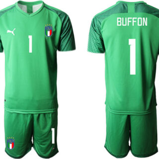 Men's Italy #1 Buffon Green Goalkeeper Soccer Jersey Suit 1