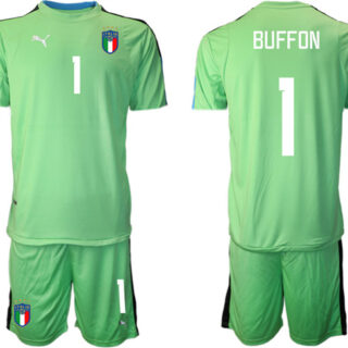 Men's Italy #1 Buffon Green Goalkeeper Soccer Jersey Suit