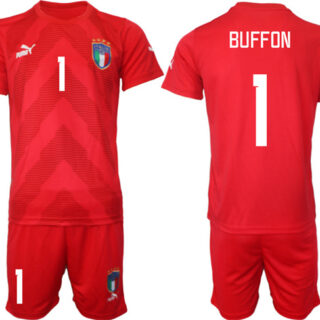 Men's Italy #1 Buffon Red Goalkeeper Soccer Jersey Suit 1