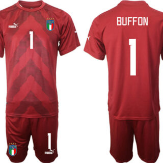Men's Italy #1 Buffon Red Goalkeeper Soccer Jersey Suit