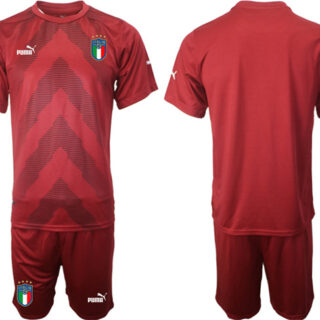 Men's Italy Blank Red Goalkeeper Soccer Jersey Suit 1