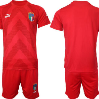 Men's Italy Blank Red Goalkeeper Soccer Jersey Suit