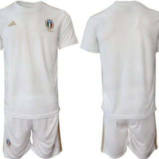 Men's Italy Custom 2023 24 White Away Soccer Jersey Suit