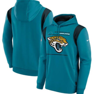 Men's Jacksonville Jaguars 2021 Teal Sideline Logo Performance Pullover Hoodie