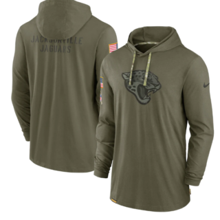 Men's Jacksonville Jaguars 2022 Olive Salute To Service Tonal Pullover Hoodie