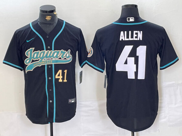 Men's Jacksonville Jaguars #41 Josh Allen Black With Patch Cool Base Stitched Baseball Jerseys