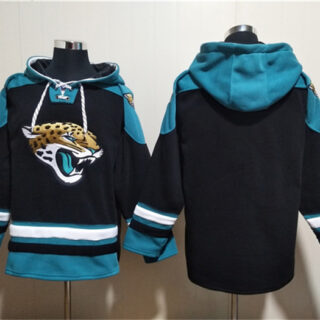 Men's Jacksonville Jaguars Blank Black Ageless Must-Have Lace-Up Pullover Hoodie